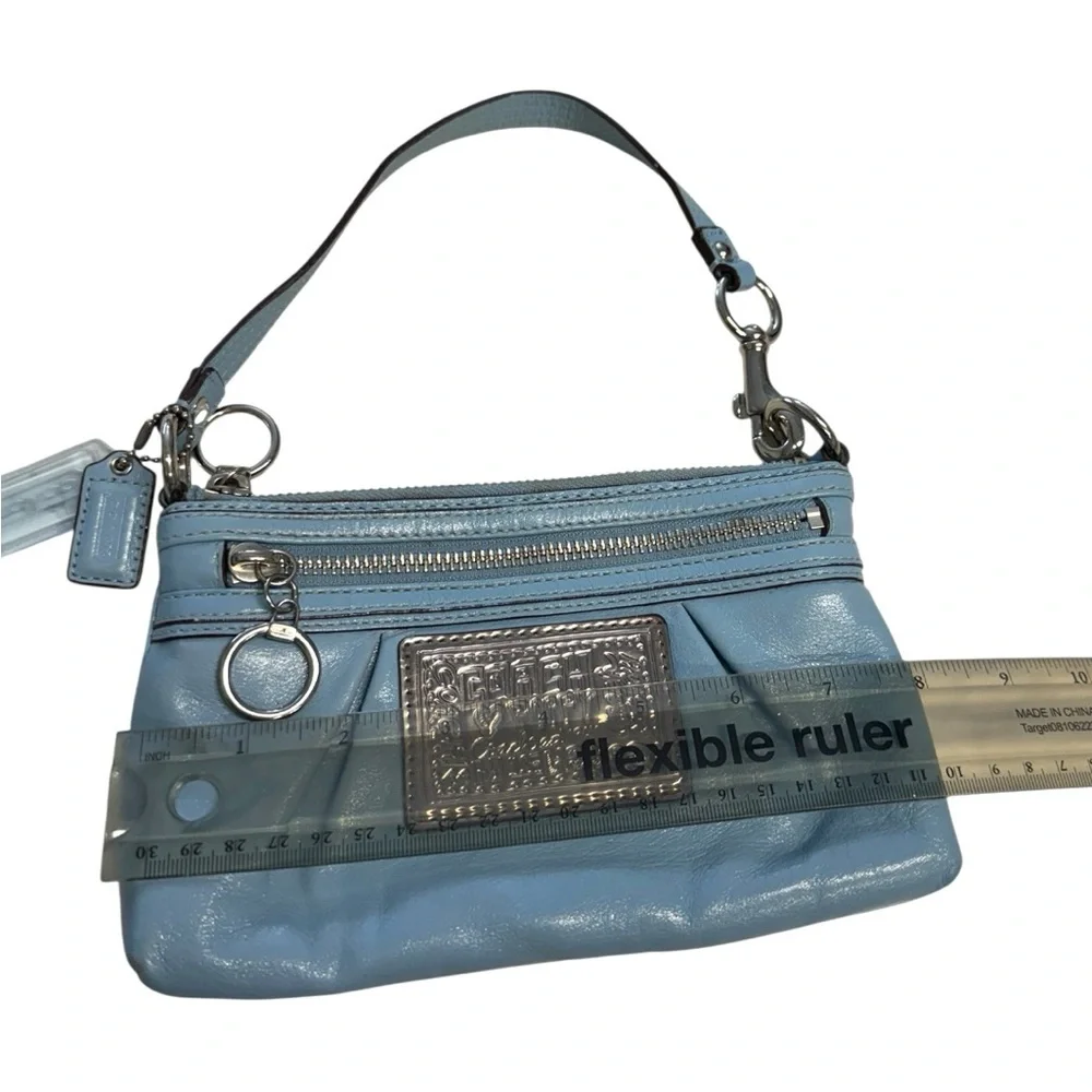 Coach Poppy Vintage Y2K Charming Blue Leather Wristlet